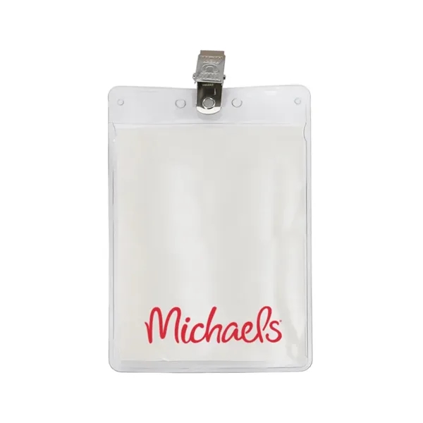 3" x 4" Printed Vertical Vinyl Pouch with Bulldog Clip