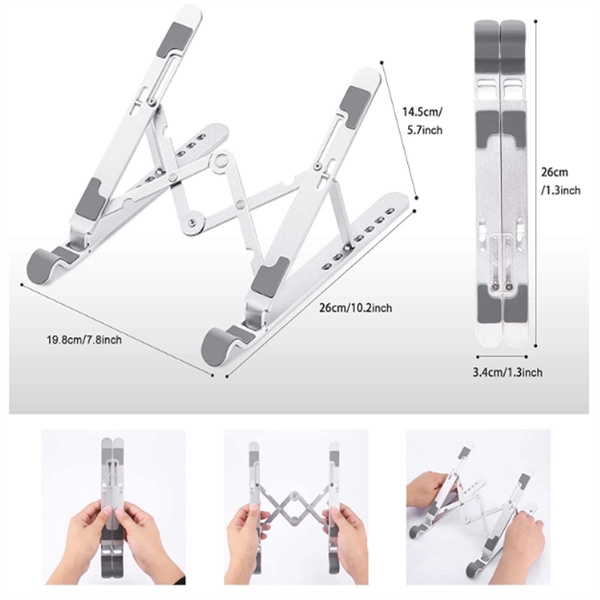 Adjustable Portable Aluminum Notebook Laptop Stand Bracket - Adjustable Portable Aluminum Notebook Laptop Stand Bracket - Image 2 of 5