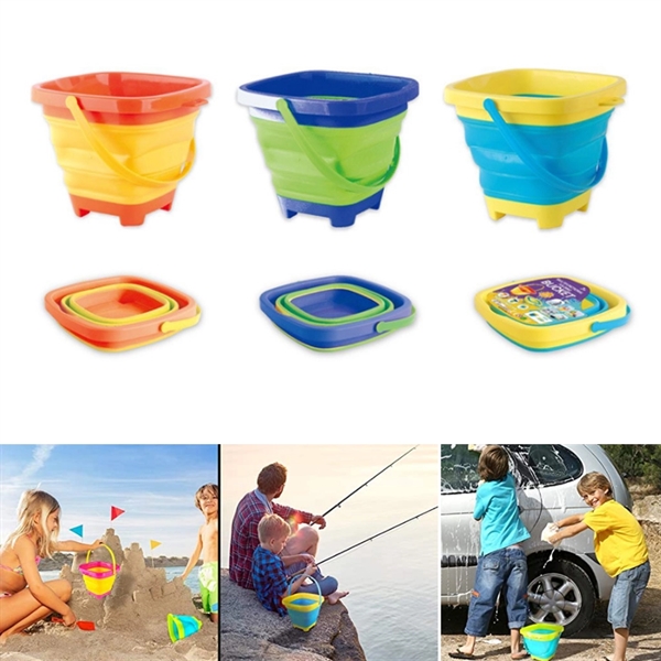 Folding silicone beach bucket - Folding silicone beach bucket - Image 1 of 1