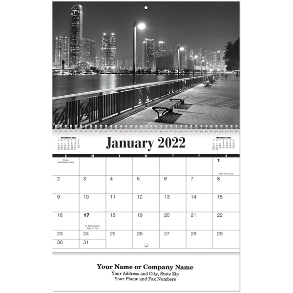 Wall Calendars Spiral Black & White Plum Grove