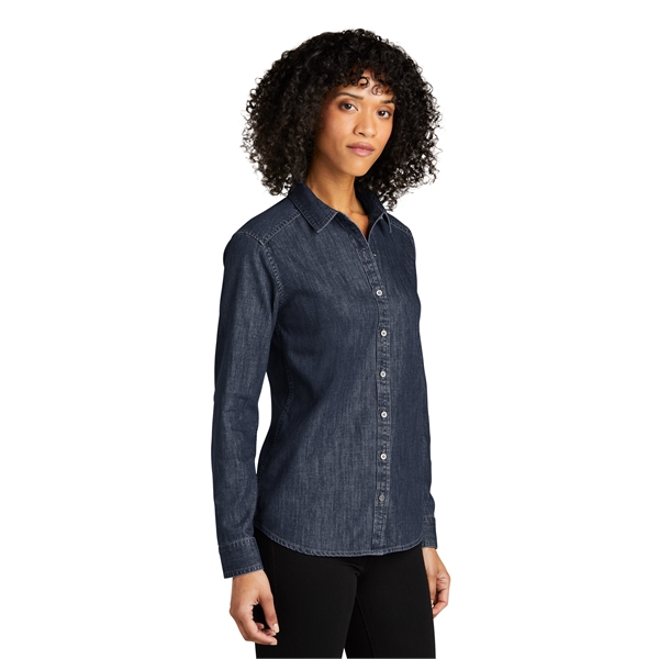 Port Authority Ladies Long Sleeve Perfect Denim Shirt 5.4 oz - Port Authority Ladies Long Sleeve Perfect Denim Shirt 5.4 oz - Image 8 of 9