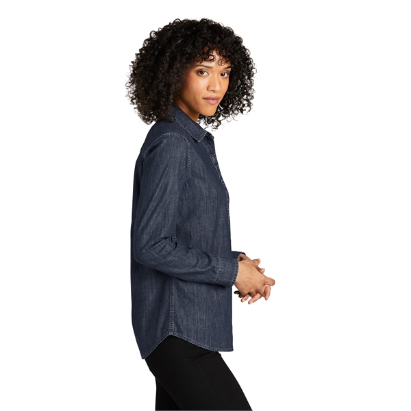 Port Authority Ladies Long Sleeve Perfect Denim Shirt 5.4 oz - Port Authority Ladies Long Sleeve Perfect Denim Shirt 5.4 oz - Image 3 of 9