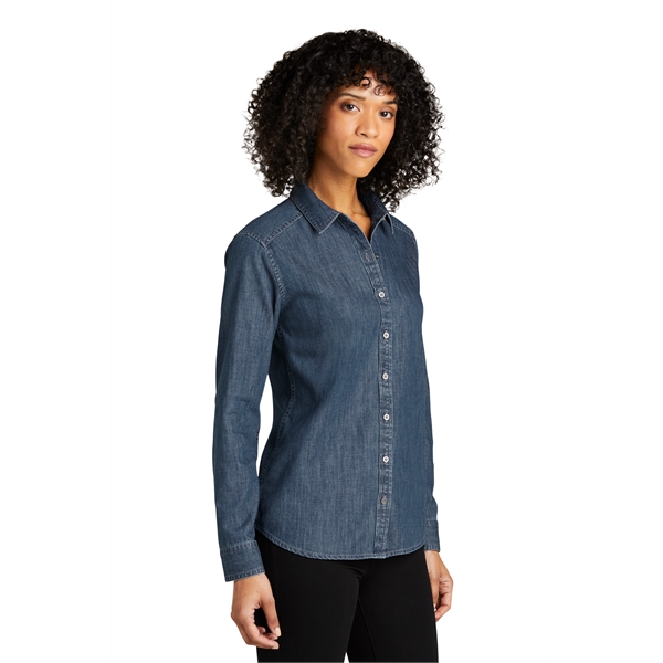 Port Authority Ladies Long Sleeve Perfect Denim Shirt 5.4 oz - Port Authority Ladies Long Sleeve Perfect Denim Shirt 5.4 oz - Image 4 of 9