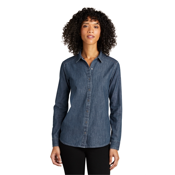 Port Authority Ladies Long Sleeve Perfect Denim Shirt 5.4 oz - Port Authority Ladies Long Sleeve Perfect Denim Shirt 5.4 oz - Image 6 of 9