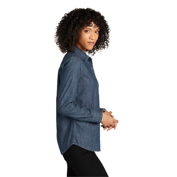 Port Authority Ladies Long Sleeve Perfect Denim Shirt 5.4 oz - Port Authority Ladies Long Sleeve Perfect Denim Shirt 5.4 oz - Image 7 of 9