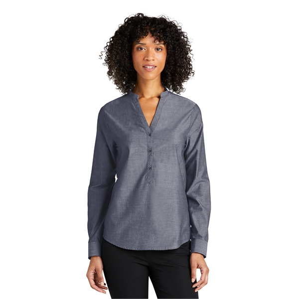 Port Authority Ladies Long Sleeve Chambray Easy Care Shirts - Port Authority Ladies Long Sleeve Chambray Easy Care Shirts - Image 3 of 13