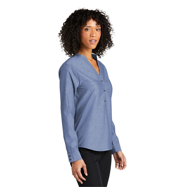 Port Authority Ladies Long Sleeve Chambray Easy Care Shirts - Port Authority Ladies Long Sleeve Chambray Easy Care Shirts - Image 5 of 13