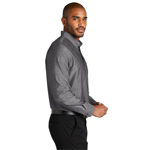 Port Authority Long Sleeve Chambray Easy Care Shirts 2.9 oz. - Port Authority Long Sleeve Chambray Easy Care Shirts 2.9 oz. - Image 6 of 12