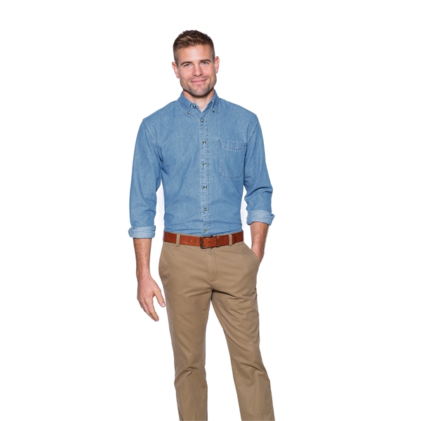 Port & Company Long Sleeve Value Denim Shirts w/ 6.5 oz. - Port & Company Long Sleeve Value Denim Shirts w/ 6.5 oz. - Image 3 of 7