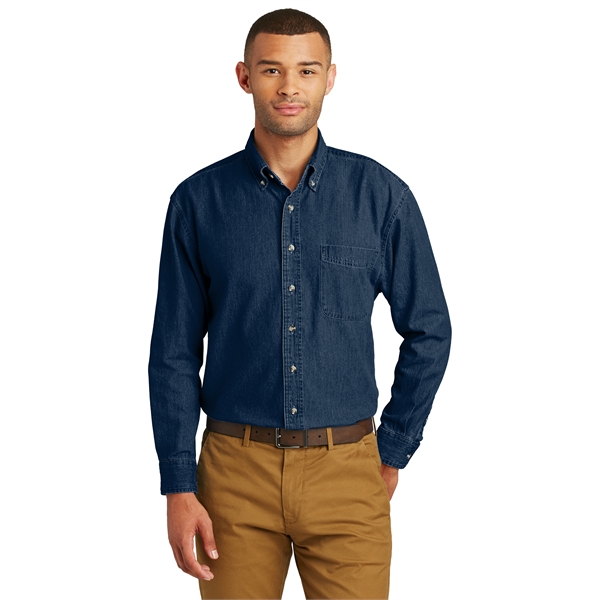 Port & Company Long Sleeve Value Denim Shirts w/ 6.5 oz. - Port & Company Long Sleeve Value Denim Shirts w/ 6.5 oz. - Image 6 of 7