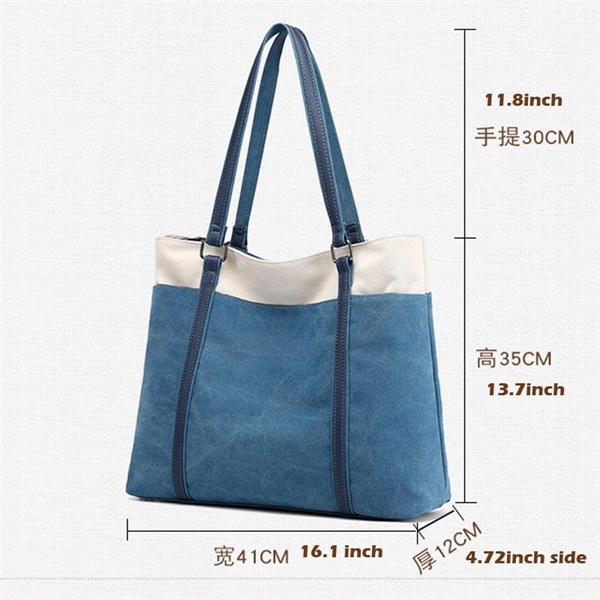Women Tote Canvas BigCapacity Daily Shoulder bag - Women Tote Canvas BigCapacity Daily Shoulder bag - Image 3 of 18