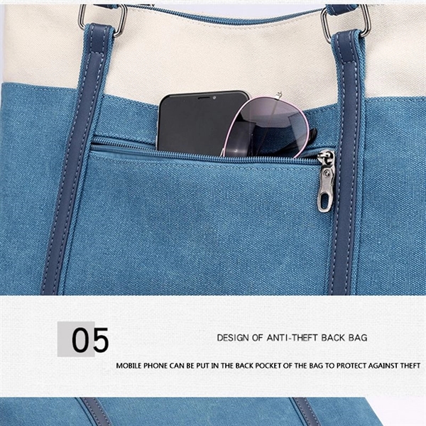 Women Tote Canvas BigCapacity Daily Shoulder bag - Women Tote Canvas BigCapacity Daily Shoulder bag - Image 7 of 18