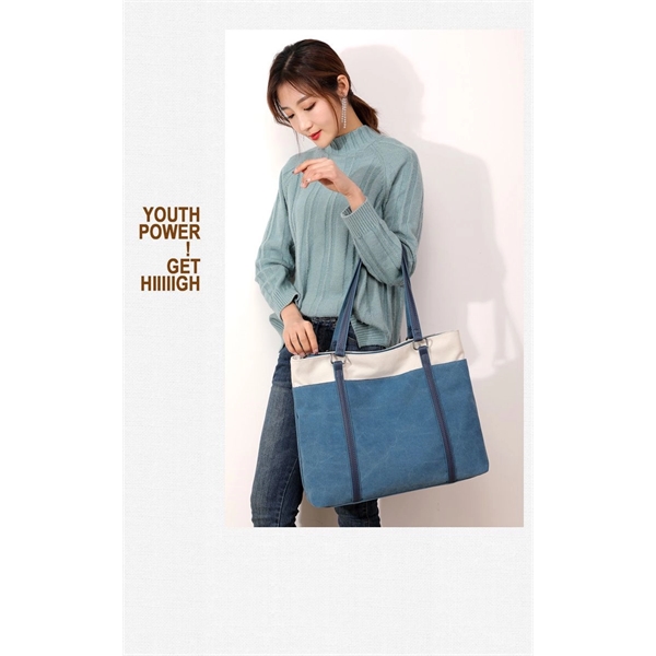Women Tote Canvas BigCapacity Daily Shoulder bag - Women Tote Canvas BigCapacity Daily Shoulder bag - Image 18 of 18