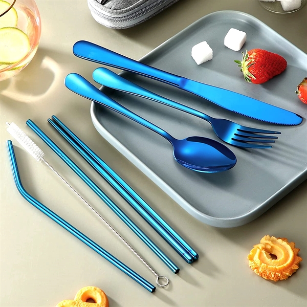 8-Piece Portable Utensils Set (Blue) - 8-Piece Portable Utensils Set (Blue) - Image 2 of 3