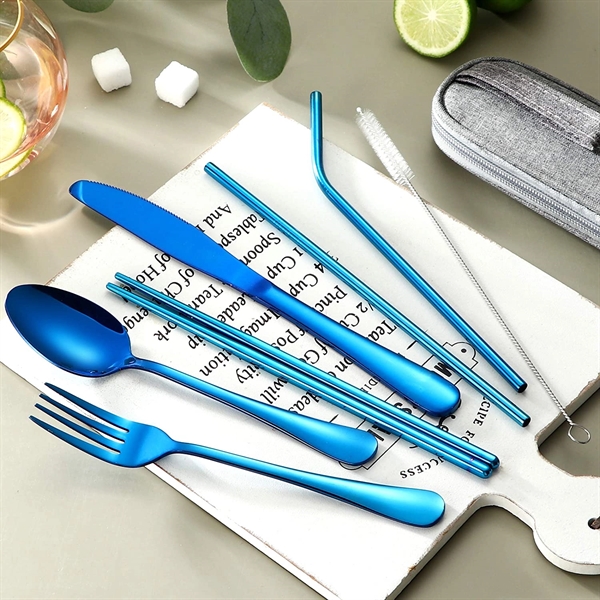 8-Piece Portable Utensils Set (Blue) - 8-Piece Portable Utensils Set (Blue) - Image 3 of 3