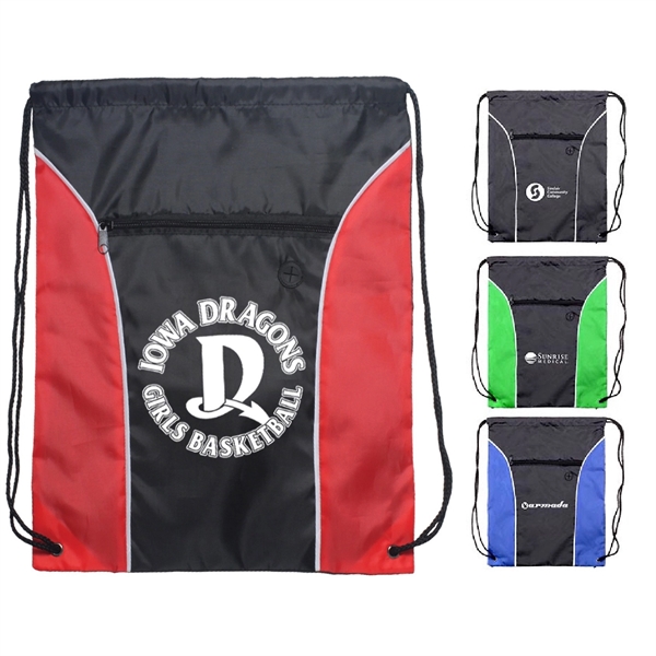 2 Tone Zipper Drawstring Backpack - 2 Tone Zipper Drawstring Backpack - Image 0 of 1