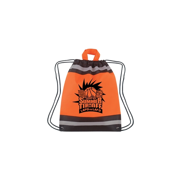 Horizontal Reflective Polyester Drawstring Backpack - Horizontal Reflective Polyester Drawstring Backpack - Image 1 of 1
