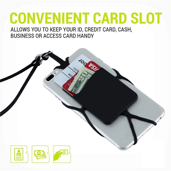 Silicone Phone Lanyard with Card Holder - Silicone Phone Lanyard with Card Holder - Image 1 of 6