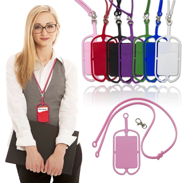 Silicone Phone Lanyard with Card Holder - Silicone Phone Lanyard with Card Holder - Image 4 of 6