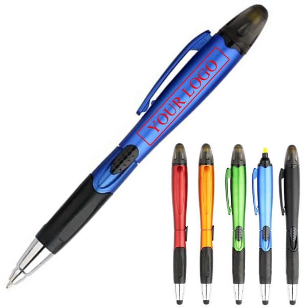Slim Highlighter Ballpoint Pen With Soft Grip