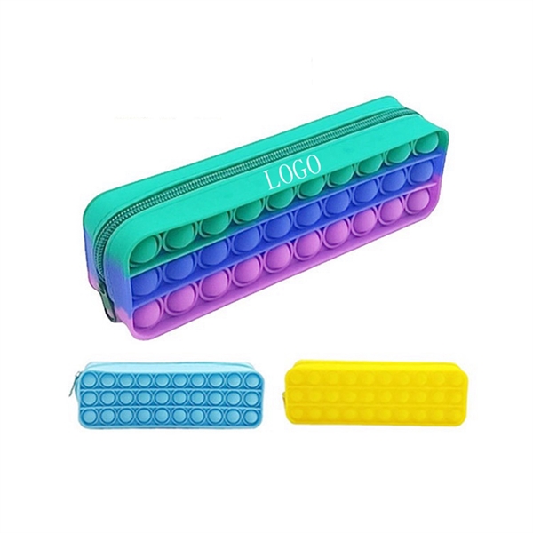 Square Shape Silicone Push Pop Bubble Toy Pencil Case - Square Shape Silicone Push Pop Bubble Toy Pencil Case - Image 0 of 8