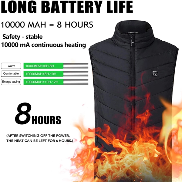 9 Heating Zones USB Unisex Heated Vest - 9 Heating Zones USB Unisex Heated Vest - Image 3 of 6