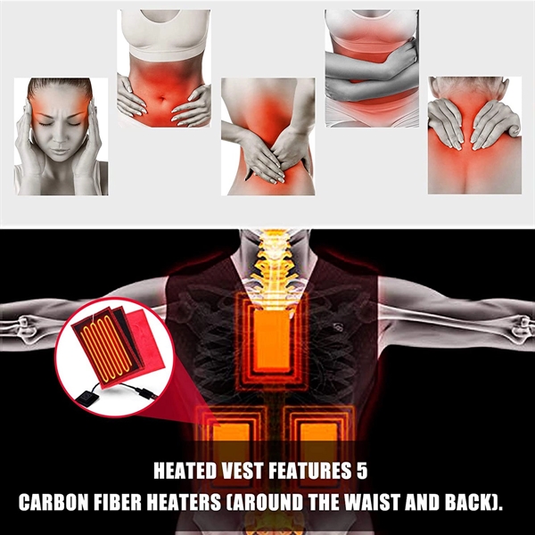 9 Heating Zones USB Unisex Heated Vest - 9 Heating Zones USB Unisex Heated Vest - Image 4 of 6