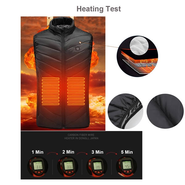 9 Heating Zones USB Unisex Heated Vest - 9 Heating Zones USB Unisex Heated Vest - Image 6 of 6