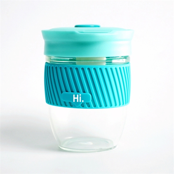 12 oz Reusable Coffee Cup Glass Travel Mug with Lid Plum Grove