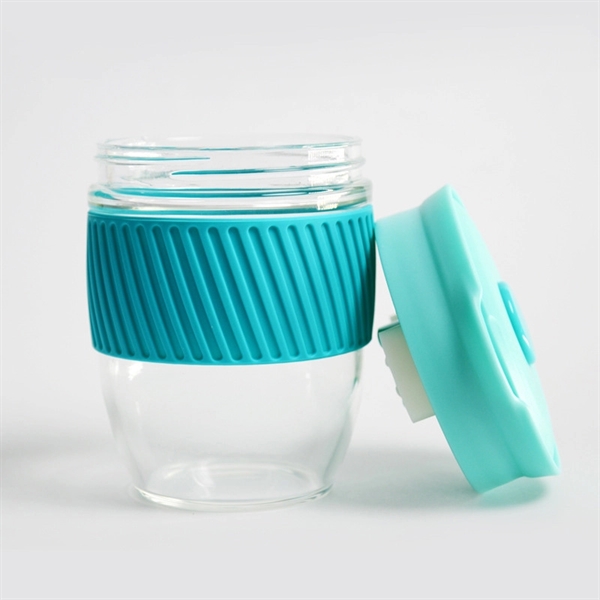 12 oz Reusable Coffee Cup Glass Travel Mug with Lid Plum Grove