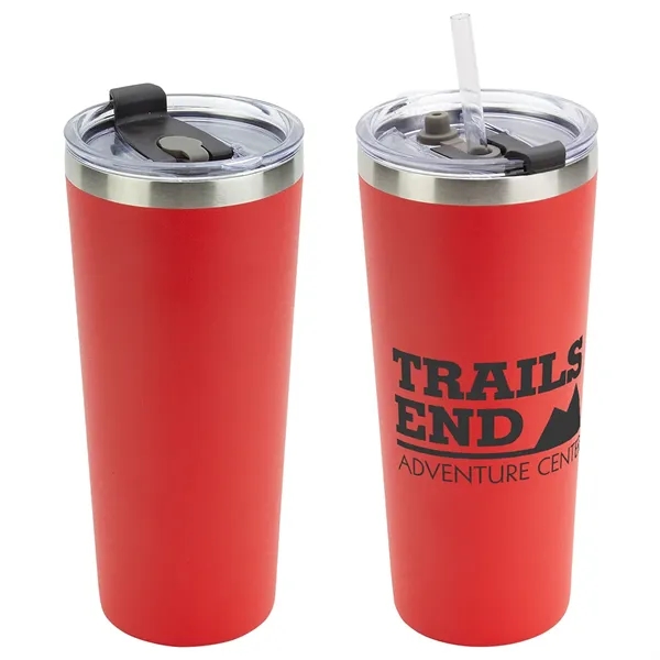 20oz RED VACUUM INSULATED STAINLESS STEEL TUMBLER WITH STRAW