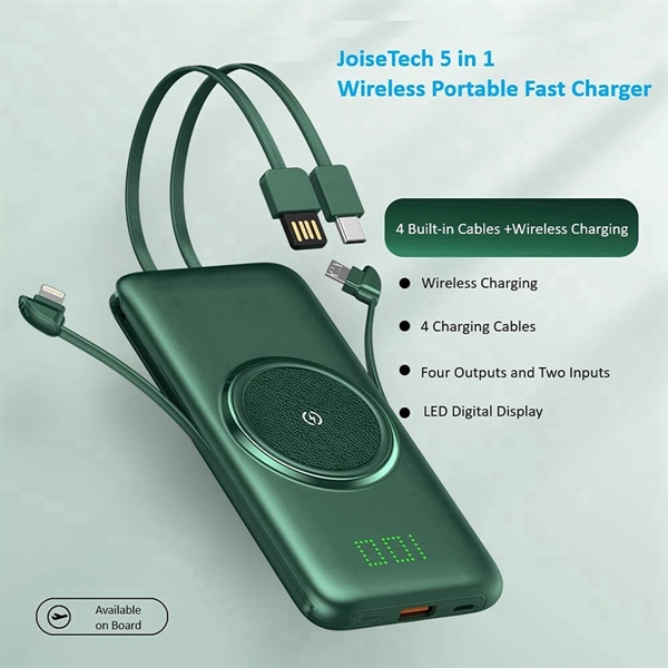 10000 mAh 5 in 1 QI Wireless Charger PowerBank - 10000 mAh 5 in 1 QI Wireless Charger PowerBank - Image 1 of 9