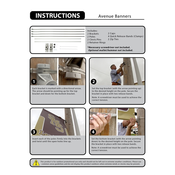30" Single Economy Fiberglass Mounting Sets for Ave. Banners - 30" Single Economy Fiberglass Mounting Sets for Ave. Banners - Image 2 of 3