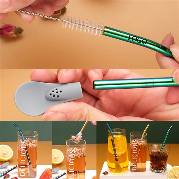 304 Stainless steel silicone drink straw spoon - 304 Stainless steel silicone drink straw spoon - Image 2 of 3