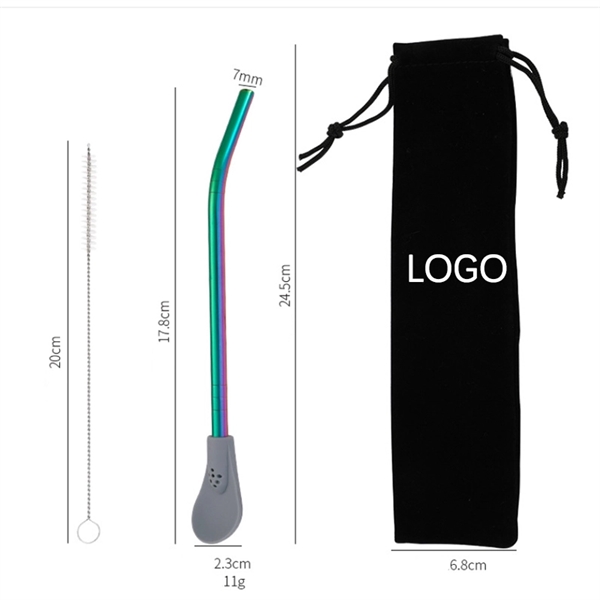 304 Stainless steel silicone drink straw spoon - 304 Stainless steel silicone drink straw spoon - Image 3 of 3