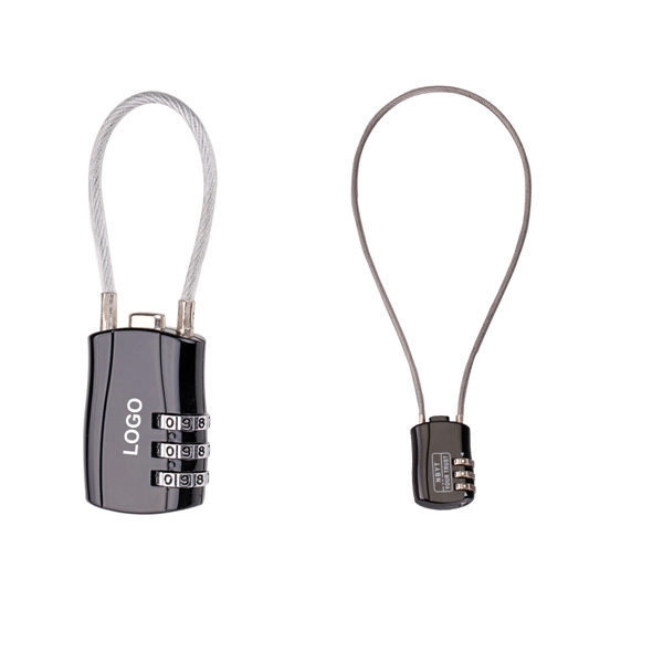3-Digit Combination Cable PadLock - 3-Digit Combination Cable PadLock - Image 0 of 4