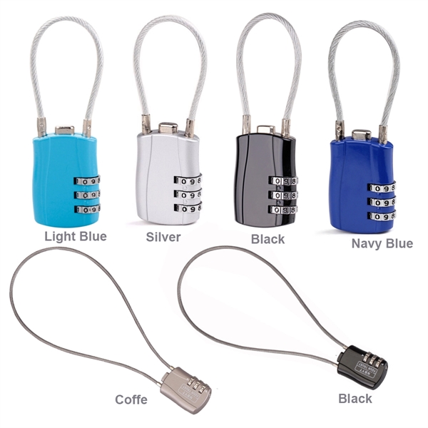 3-Digit Combination Cable PadLock - 3-Digit Combination Cable PadLock - Image 1 of 4