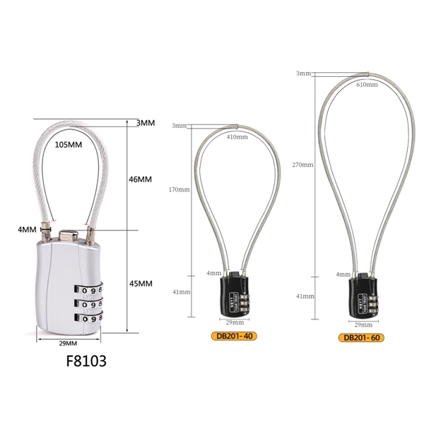 3-Digit Combination Cable PadLock - 3-Digit Combination Cable PadLock - Image 2 of 4