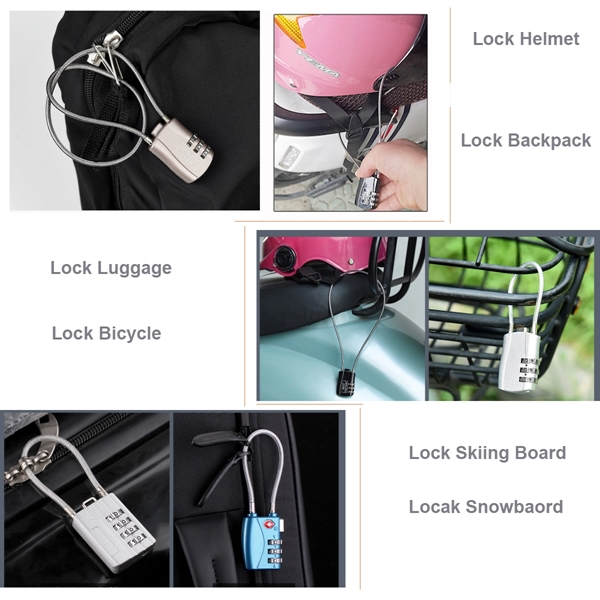 3-Digit Combination Cable PadLock - 3-Digit Combination Cable PadLock - Image 3 of 4