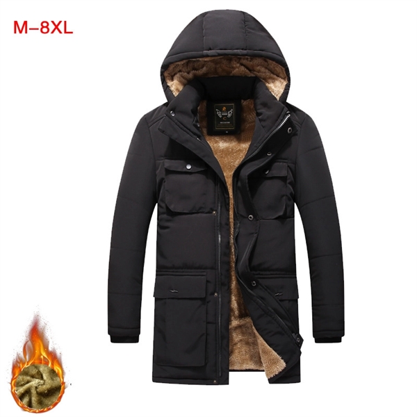 Men's Hooded Warm Coat Winter Parka Jacket - Men's Hooded Warm Coat Winter Parka Jacket - Image 7 of 8