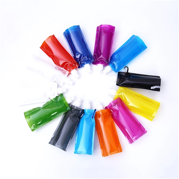 16oz Flex Foldable PE Water Bottle With Carabiner - 16oz Flex Foldable PE Water Bottle With Carabiner - Image 2 of 6