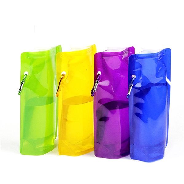 16oz Flex Foldable PE Water Bottle With Carabiner - 16oz Flex Foldable PE Water Bottle With Carabiner - Image 3 of 6