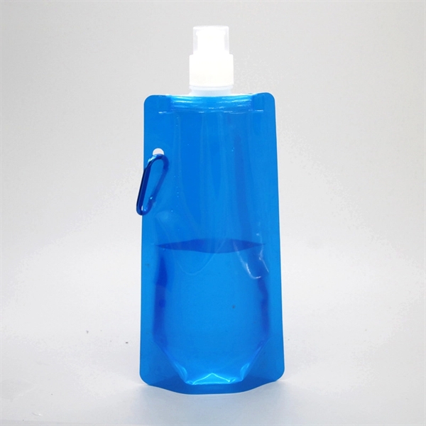 16oz Flex Foldable PE Water Bottle With Carabiner - 16oz Flex Foldable PE Water Bottle With Carabiner - Image 5 of 6