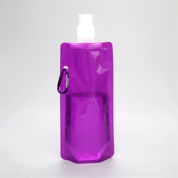 16oz Flex Foldable PE Water Bottle With Carabiner - 16oz Flex Foldable PE Water Bottle With Carabiner - Image 6 of 6