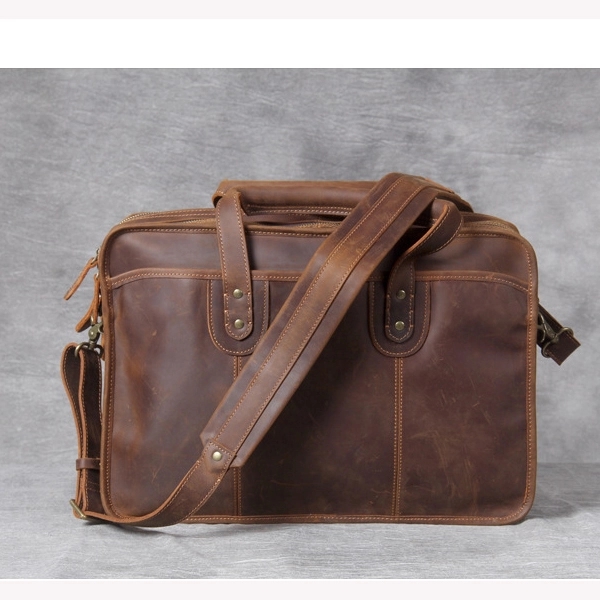 Retro crazy horse leather travel bag laptop to use - Retro crazy horse leather travel bag laptop to use - Image 4 of 7