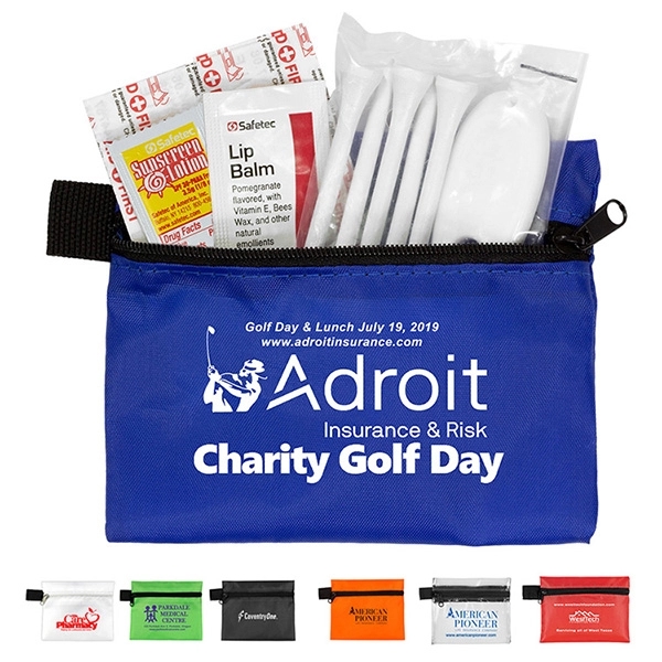 14 Piece Golf Kit Components inserted into Zipper Pack