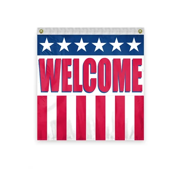 USA Pleated Full Fan With Welcome Center - USA Pleated Full Fan With Welcome Center - Image 1 of 1