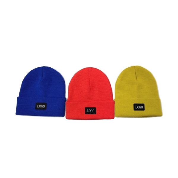Colorful Cuffed Knitted Acrylic Beanie - Colorful Cuffed Knitted Acrylic Beanie - Image 0 of 5