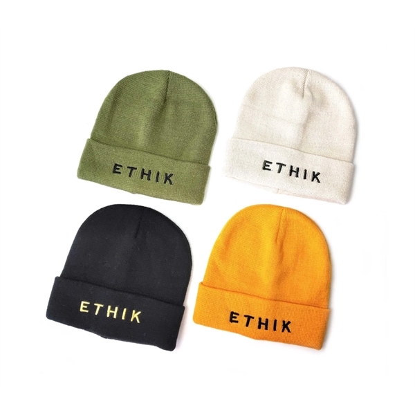 Colorful Cuffed Knitted Acrylic Beanie - Colorful Cuffed Knitted Acrylic Beanie - Image 4 of 5