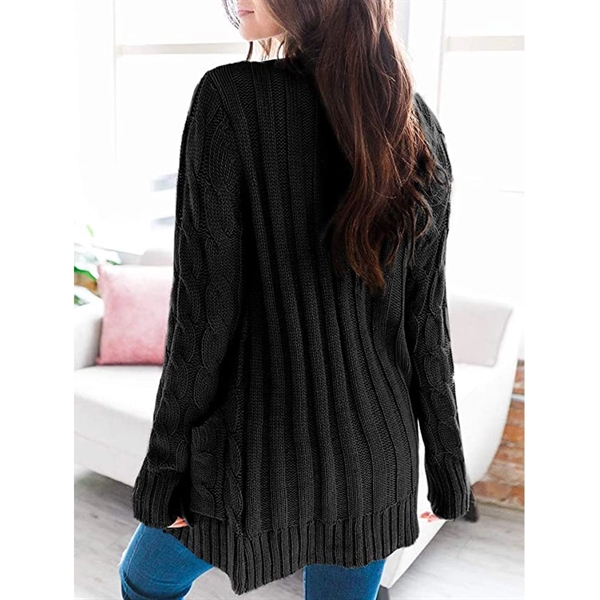 Women's Long Sleeve Knit Sweater Button Loose Outerwear - Women's Long Sleeve Knit Sweater Button Loose Outerwear - Image 3 of 5